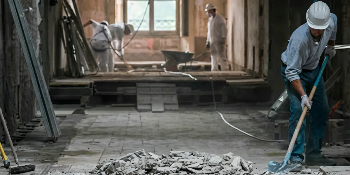 fire damage restoration professionals performing structural cleanup and restoration after a fire in St Paul, MN